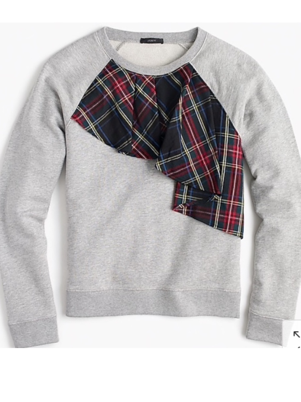 J.Crew Holiday Tartan Plaid Ruffle Sweatshirt - Medium